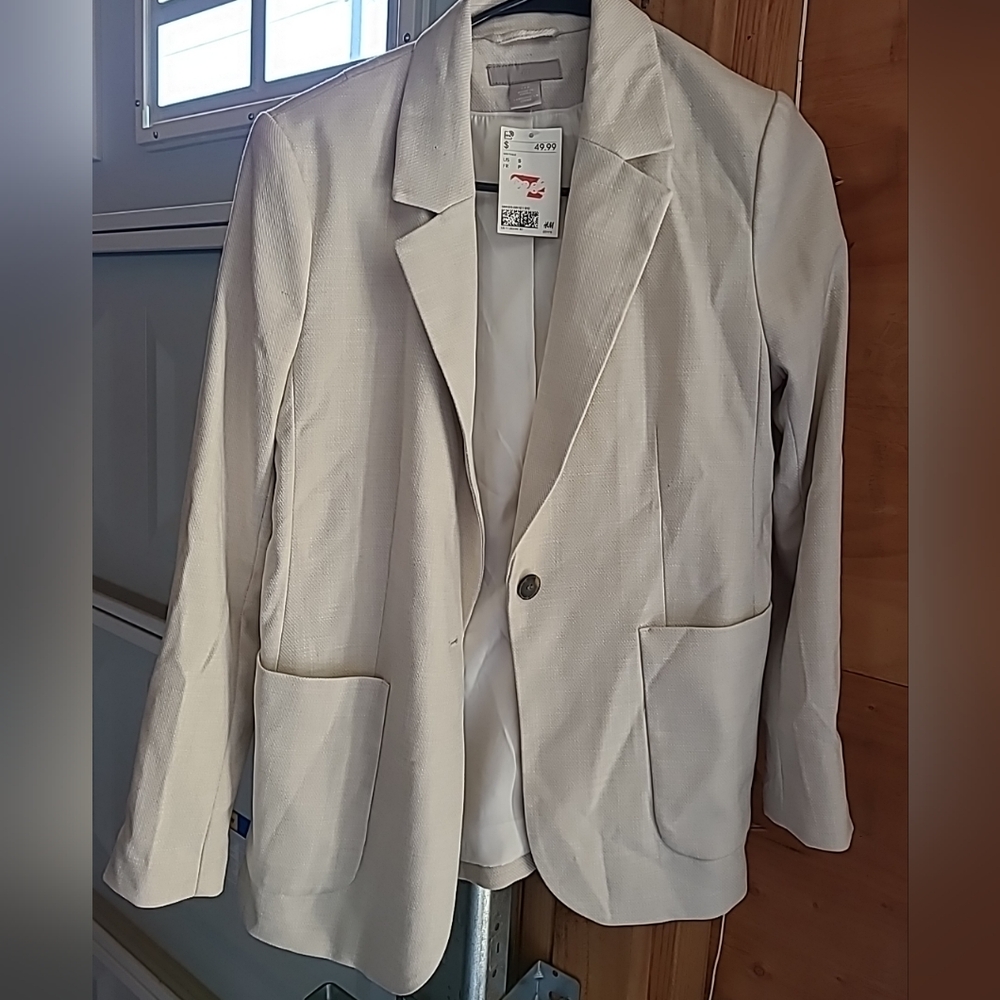 H&M Cream Linen Blend Blazer